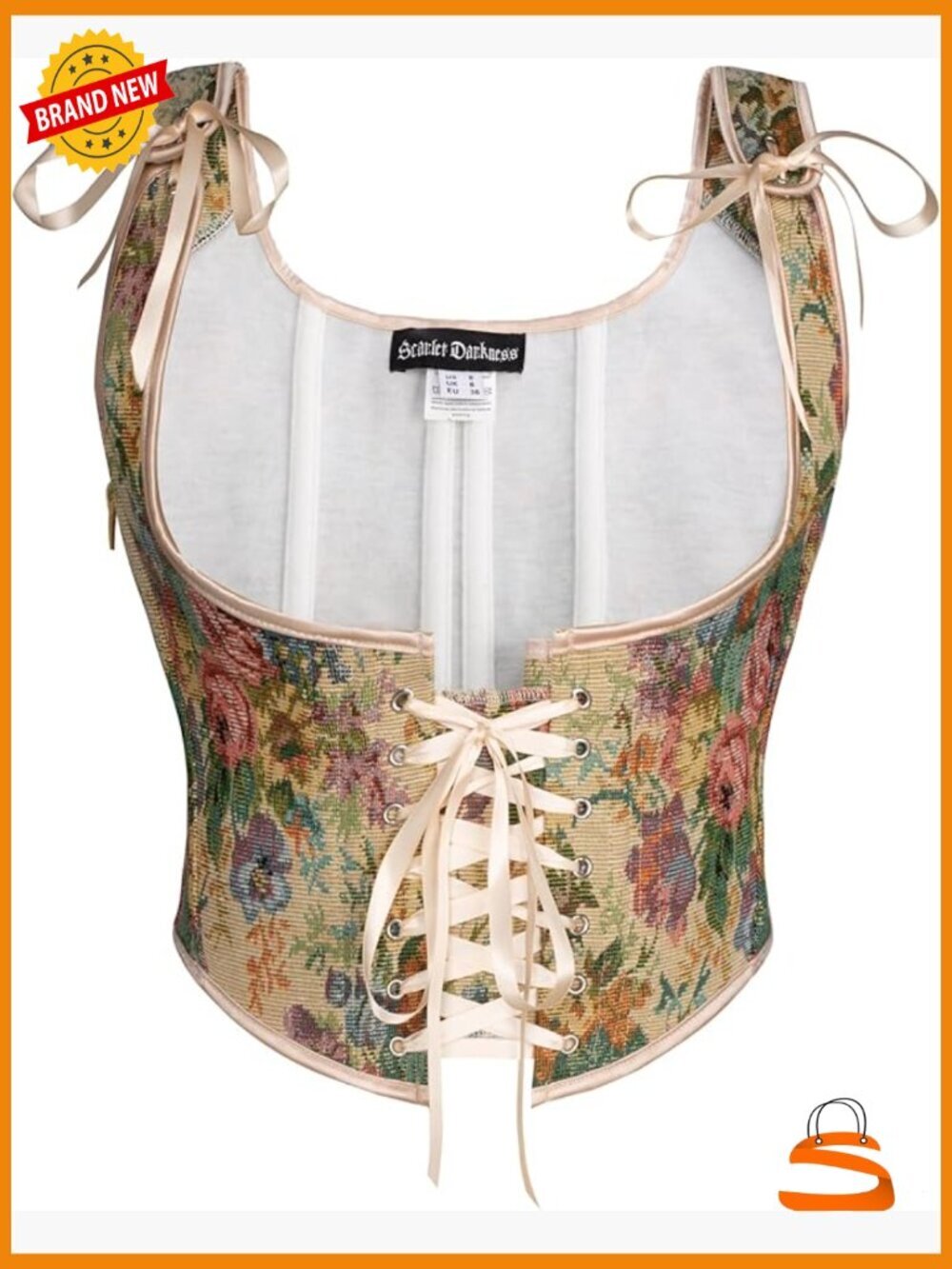 Women's Underbust Corset Top Renaissance Medieval Lace-up Boned Fairycore Pirate